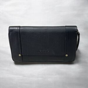 American Leather Co Black Austin Continental Zip Around Wallet Casual Elegance
